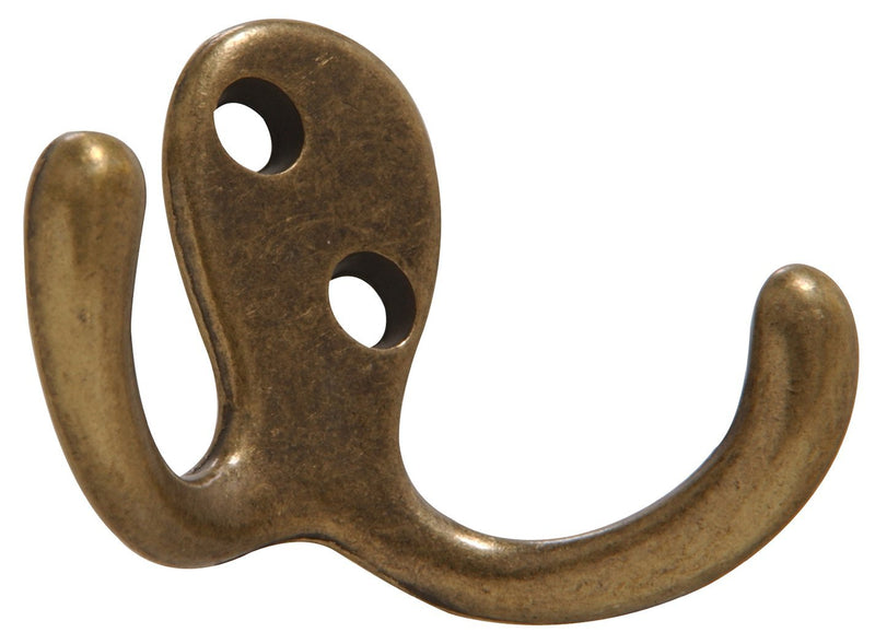 NewNest Australia - Hillman Hardware Essentials 852903 Double Clothes Hooks Antique Brass - 2 Pack 