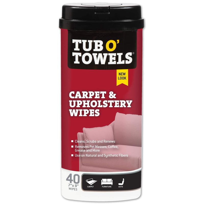 Tub O' Towels Carpet & Upholstery Cleaning Wipes - Heavy Duty Stain Remover Wipes, 40 Count 1-Pack - NewNest Australia