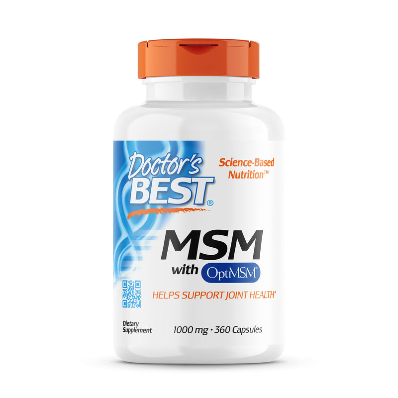 Doctor's Best MSM with OptiMSM, Joint Support, Immune System, Antioxidant and Protein-Building Role, Non-GMO, Gluten Free, 1000 mg, 360 Capsules - NewNest Australia
