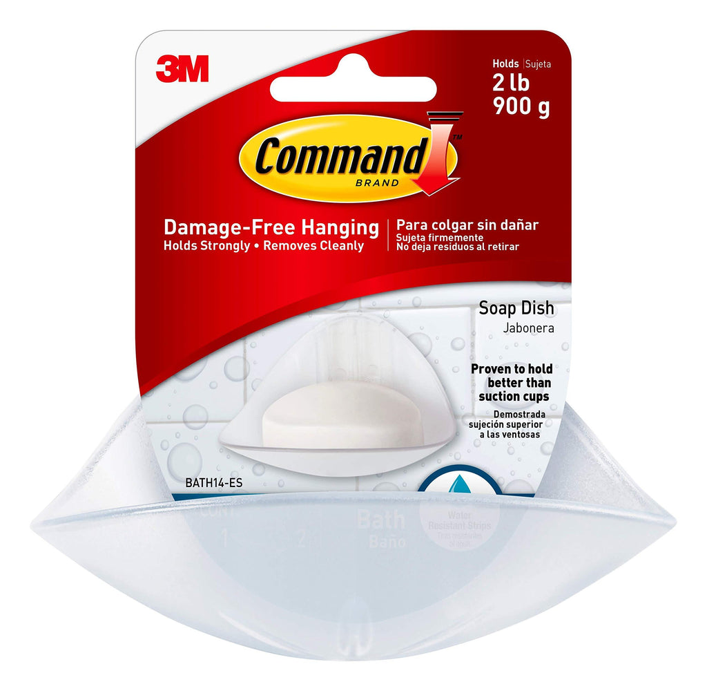 Command Soap Dish, Frosted Plastic, Holds 2 lbs, 2 packs (2 Dishes and 4 Strips total), BATH14-ES 2 Pack Clear Frosted - NewNest Australia