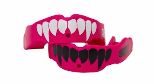 Battle Fangs Football Mouthguard – Sports Mouth Guard with Removable Strap – Protector Mouthpiece Fits With or Without Braces on Teeth – Adult & Youth Mouth Guard Sizes, 2 Pack Adult (Age 10 & Up) Pink - NewNest Australia
