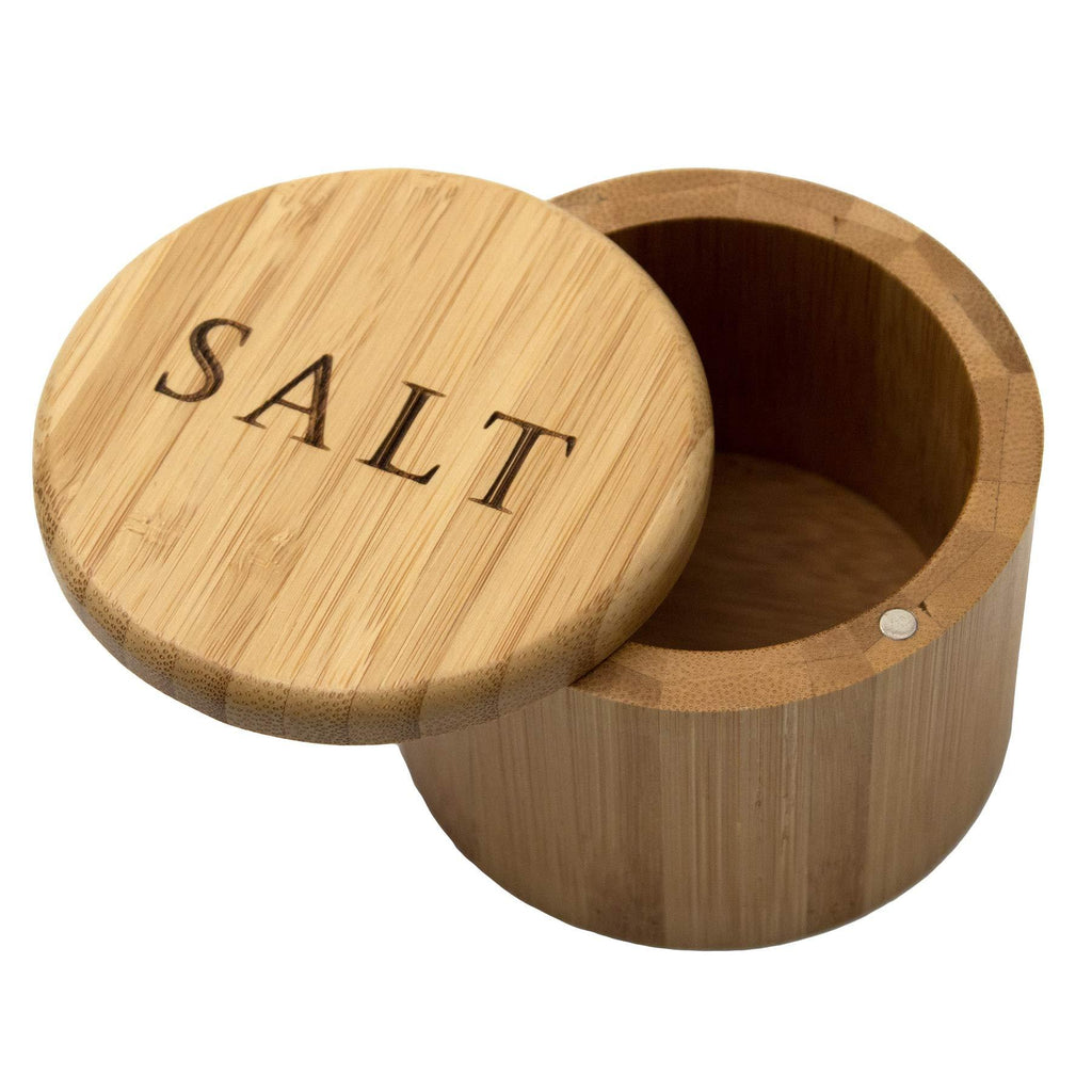 NewNest Australia - Totally Bamboo Salt Box, Bamboo Storage Box with Magnetic Swivel Lid, "Salt" Engraved on Lid 