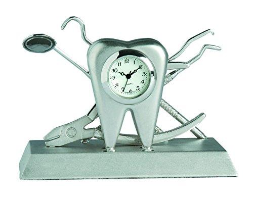 NewNest Australia - Sanis Enterprises Dentist Desk Clock, 2 by 3.38-Inch, Silver 