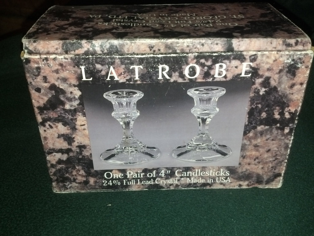 NewNest Australia - St George Latrobe Lead Crystal Glass Candlestick Candle Holders - Pair 