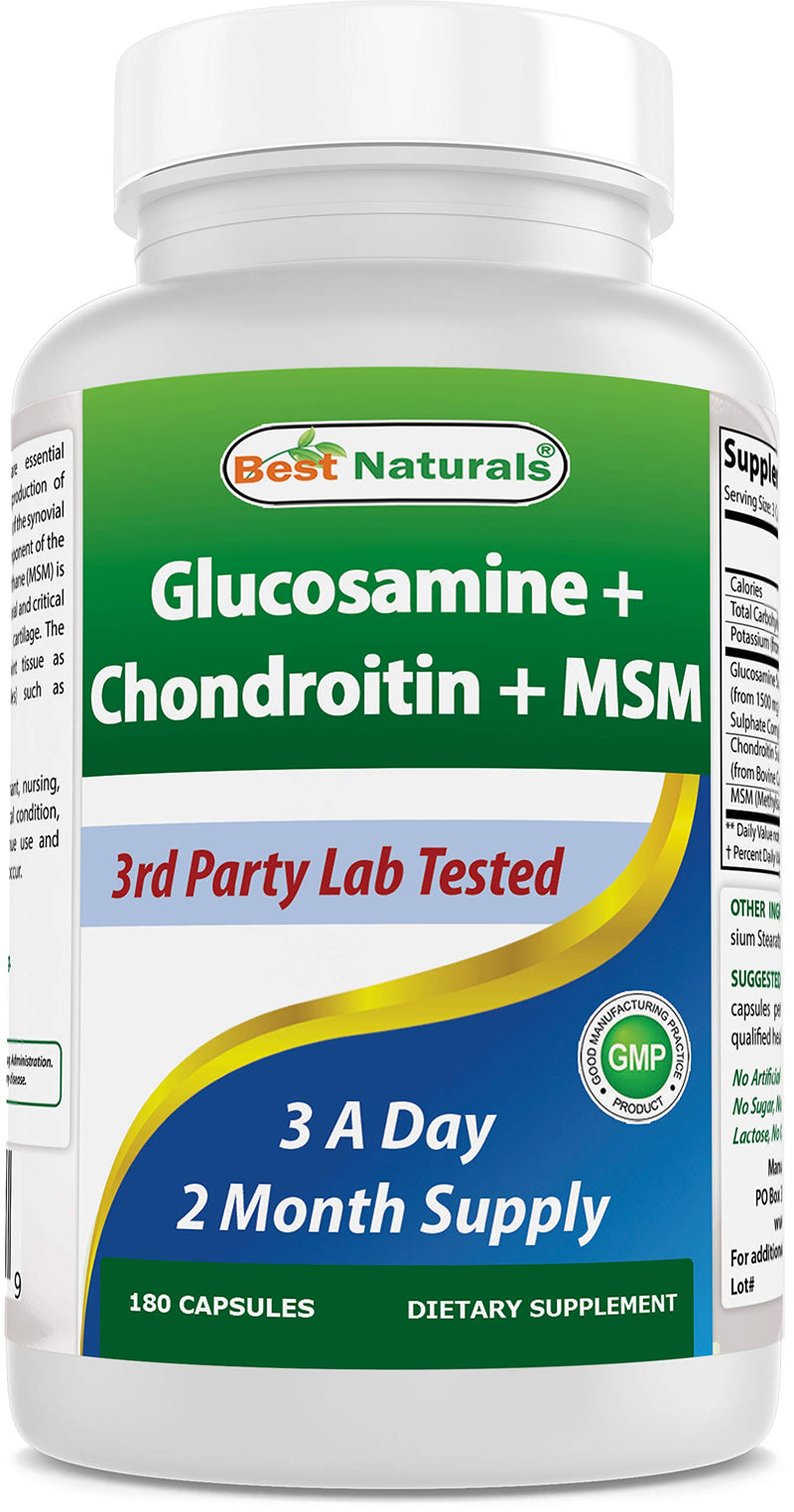 Best Naturals Glucosamine Chondroitin and MSM (Non-GMO) - Promotes Joint Health - 180 Count - NewNest Australia