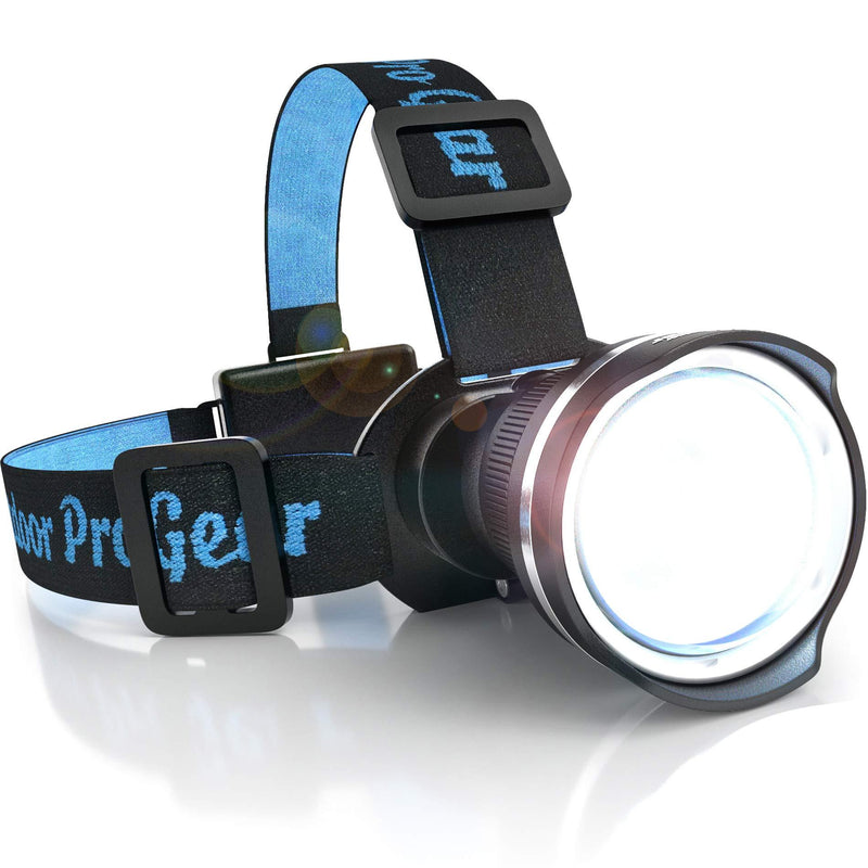 LED Headlamp Flashlight [3-AA Batteries Included] Magnifying Lens, Head Lamp for Hiking, Fishing, Hunting, Camping, Super Bright Spotlight Headlight, Emergency Supplies (BLACK) Black - NewNest Australia