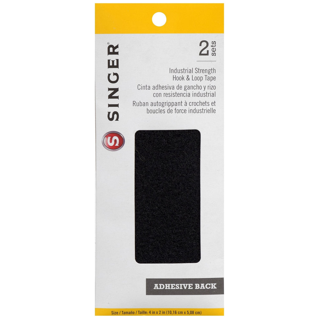 NewNest Australia - SINGER 00834 Adhesive Back Industrial Strength Hook & Loop Tape, 4-Inch by 2-Inch, 2-Count, Black 