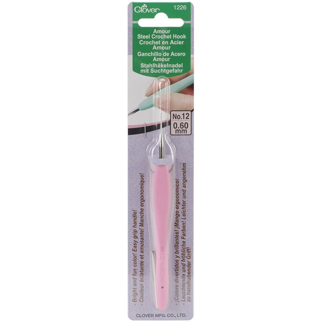 Clover 1226 Amour Steel Crochet Hook No. 12, 0.60mm , Pink - NewNest Australia