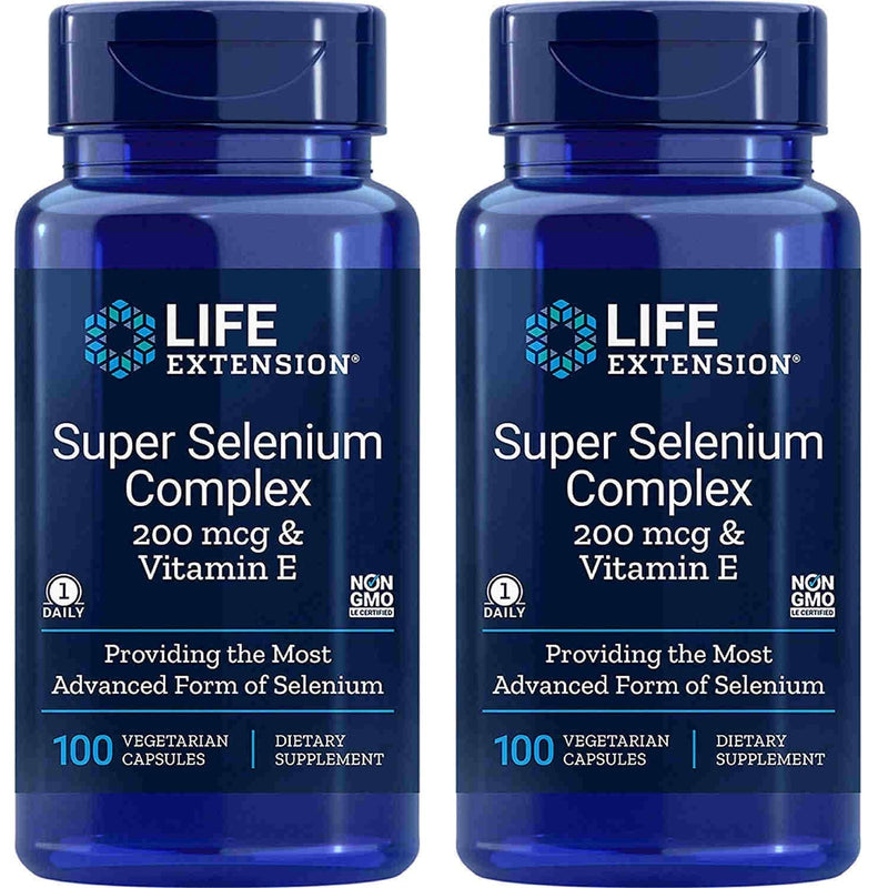 Life Extension Super Selenium Complex 200 mcg & Vitamin E, 2 Pack (2x100 Vegetarian Capsules) - NewNest Australia