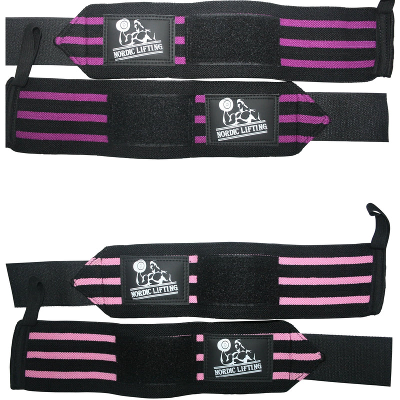 Nordic Lifting Wrist Wraps (2 Pairs/4 Wraps) 14" for Weightlifting | Cross Training | Powerlifting - for Women & Men - Improve Hand Strength & Support During Weight Lifting 1 Year Warranty Black/Pink & Black/Purple - NewNest Australia