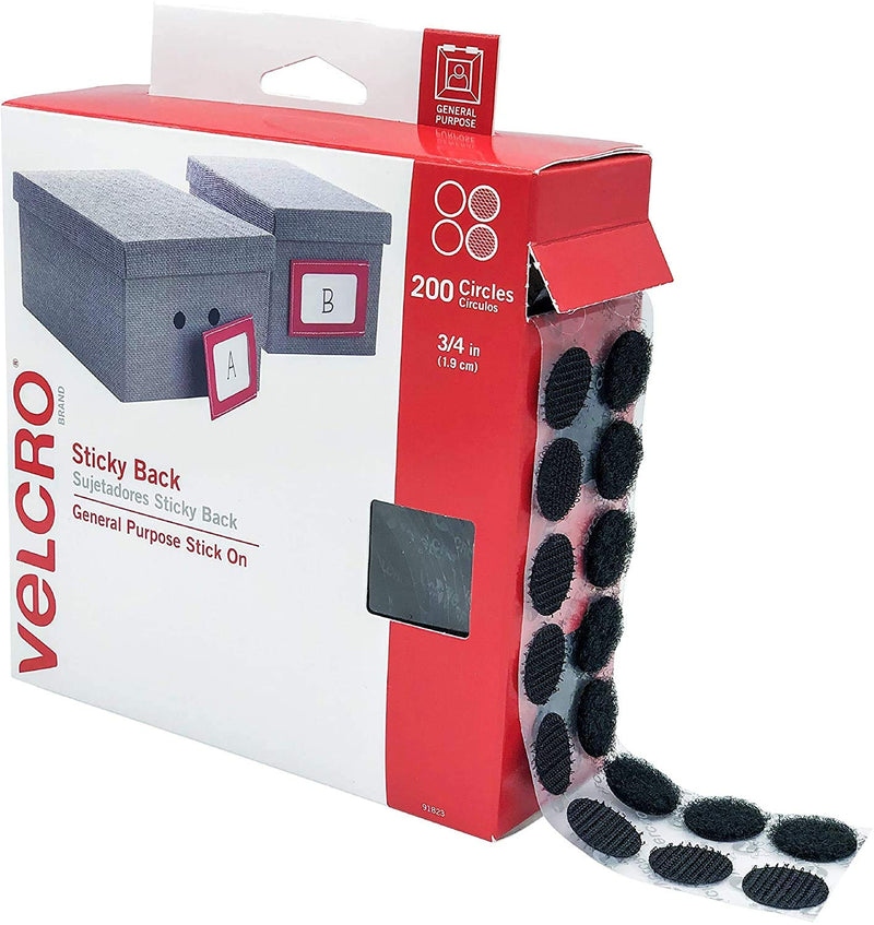 VELCRO Brand 91823 Sticky-Back Fasteners, 3/4-Inch Dia. Coins, Black, 200/BX - NewNest Australia