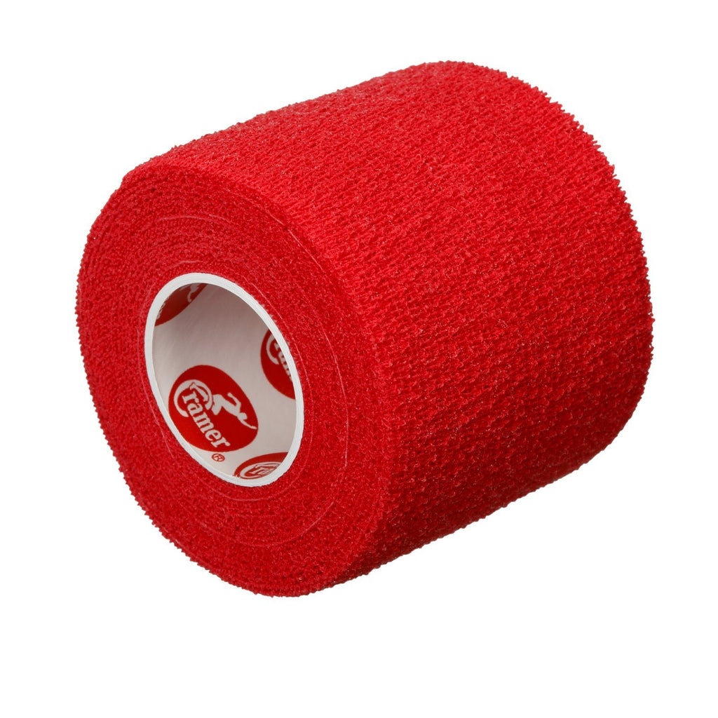 Cramer Eco-Flex Self-Stick Stretch Tape, Cohesive Tape, Flexible Elastic Sports Tape, Athletic Training Room Supplies, Easy Tear & Self-Adherent Bandage Wrap, Single 5 Yard Roll, Compression Tape 2" x 5 yds Red - NewNest Australia