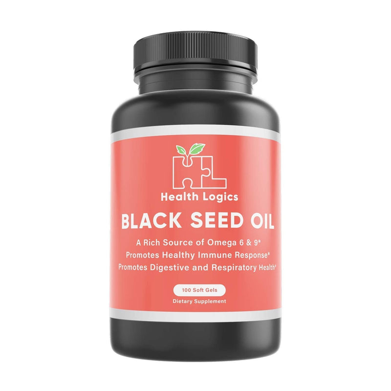 Health Logics Black Seed Oil, Cold Pressed, Rich Source of Omega 6 & 9 Essential Fatty Acids, from Nigella Sativa (100 Soft Gel Capsules) - NewNest Australia