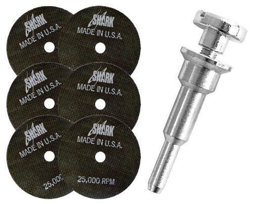 Shark Industries USA PN-12730 Die Grinder Cut-Off Wheel and Mandrel Kit, 3-Inch x 1/16" x 3/8” Shark Type-1 Double-Reinforced Thin Wheels, 54 Grit (6 Cutting Discs and 1 Mandrel) - NewNest Australia