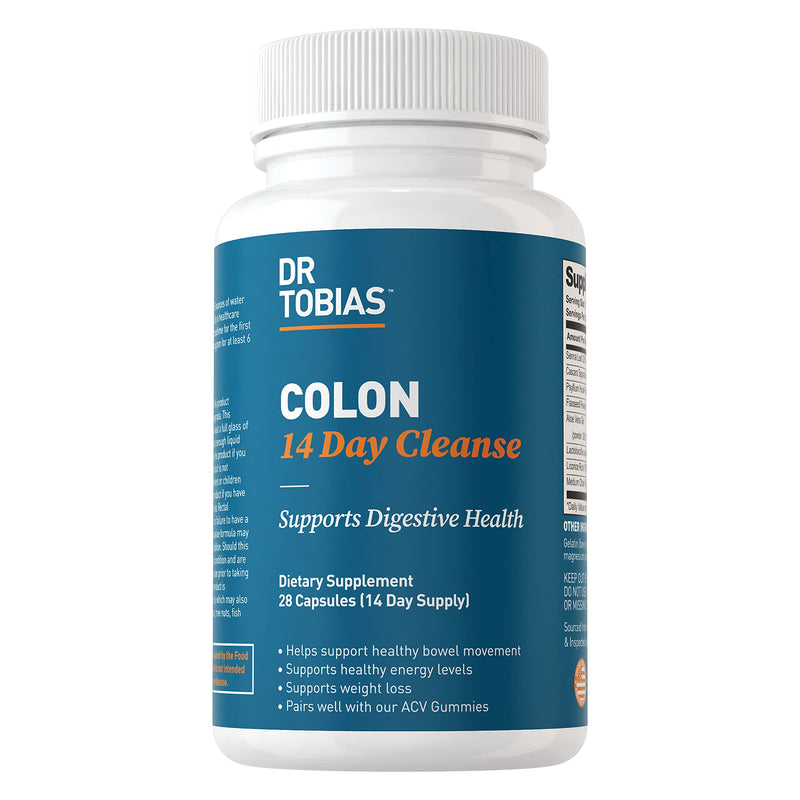 Dr. Tobias Colon 14 Day Cleanse, Supports Healthy Bowel Movements, Colon Cleanse Detox, Advanced Cleansing Formula with Fiber, Herbs & Probiotics, Non-GMO, 28 Capsules (1-2 Daily) 28 Count (Pack of 1) - NewNest Australia