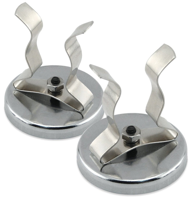 Master Magnetics RB50NPCX2 Magnetic Hook, Round Base Magnet Fastener with Steel Clip Chrome Plate, 2.04" Diameter, 2.210" Total Height, 35 Pounds, Silver (Pack of 2) 2 Pack - NewNest Australia