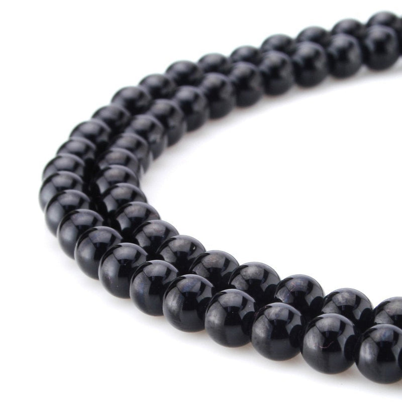 BEADNOVA 4mm Black Onyx Gemstone Round Loose Beads for Jewelry Making (90-92pcs) 01) Black Onyx Agate Round Beads - NewNest Australia