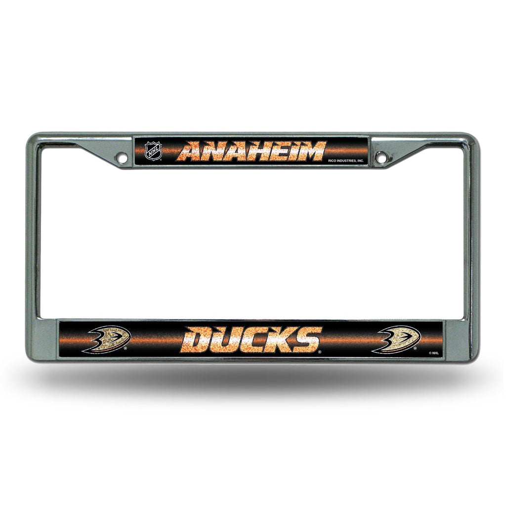 NHL Bling Chrome License Plate Frame with Glitter Accent Anaheim Ducks - NewNest Australia