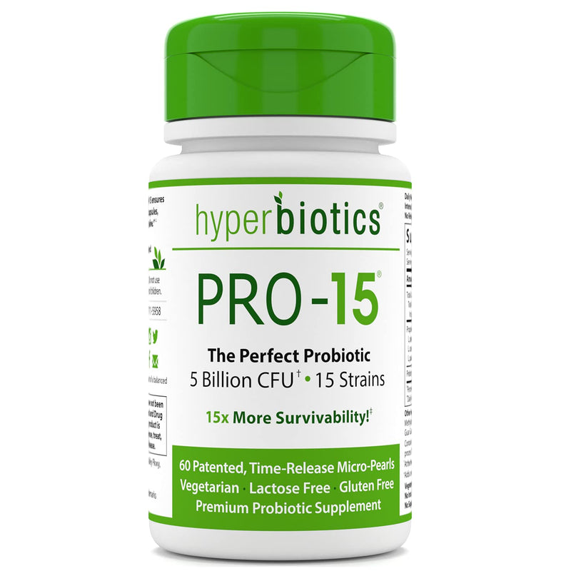 Hyperbiotics Pro-15 Probiotic | Probiotics for Women, Men, Adults | Digestive Health, Immune Support Supplement | Shelf Stable Time Release 15x More Survivability Than Capsules, 60 Count - NewNest Australia