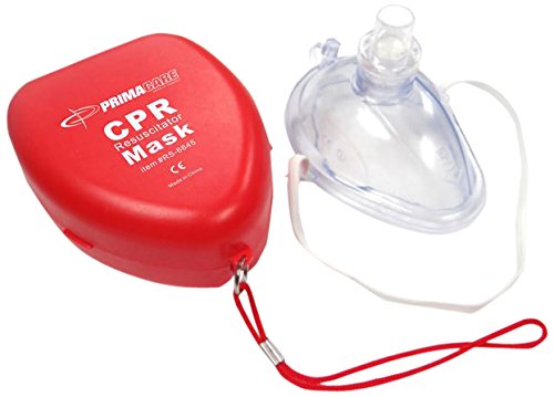 Primacare RS-6845 Single Valve CPR Rescue Mask in Red Hard Case, Adult/Child Pocket Resuscitator with Elastic Strap, Air Cushioned Edges, 6.5x4.8x1.6 inches, Red, Clear, 1-Pack 1 Count (Pack of 1) - NewNest Australia