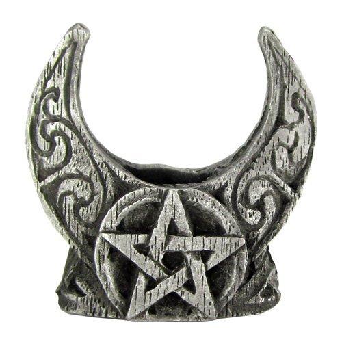 NewNest Australia - Dryad Design Pewter Mini Crescent Moon Pentacle Chime Candle Holder 