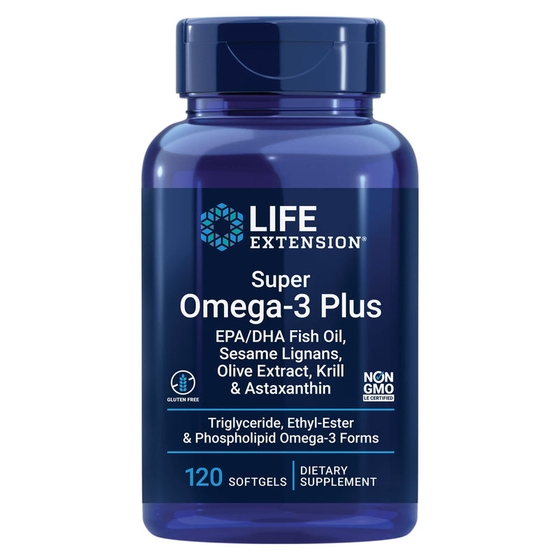 Life Extension Super Omega-3 Plus EPA/DHA Fish Oil, Sesame Lignans, Olive Extract, Krill & Astaxanthin - Heart, Brain & Joint Health Support - Gluten-Free, Non-GMO - 120 Softgels - NewNest Australia