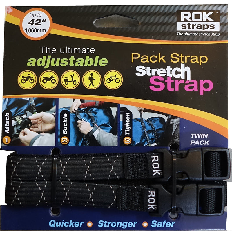 ROK Straps ROK-10358 Black/Reflective 12" - 42" Pack Adjustable Stretch Strap 1 - NewNest Australia
