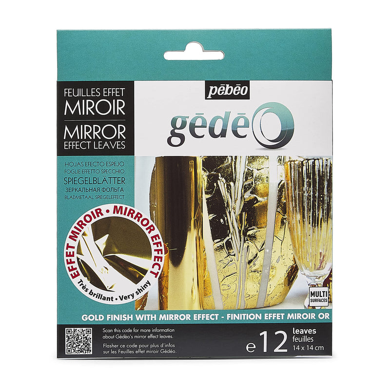 PEBEO Gédéo Mirror Effect 24k Gold Leaves Adhesive Sheet Sheet-12 x 5 ½ Inches, Art and Craft Supplies, for Painting, Home, Decorations - NewNest Australia