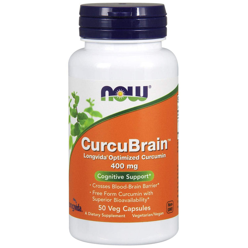 NOW Supplements, CurcuBrain 400 mg with Longvida Optimized Curcumin, 50 Veg Capsules - NewNest Australia