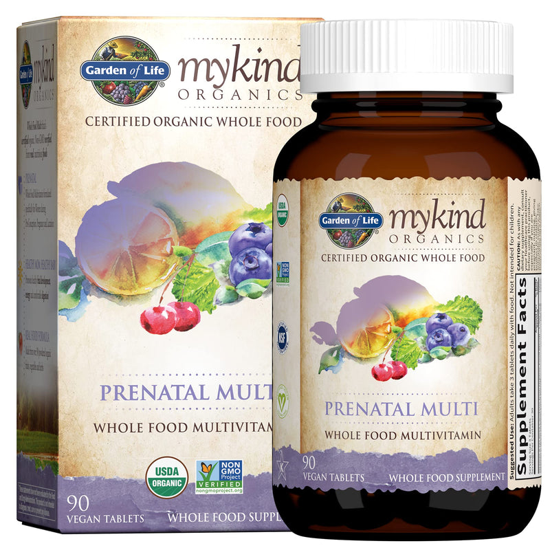 Garden of Life Prenatal Vitamins - mykind Organics Prenatal Multi - 90 Tablets, Vegan Whole Food Multivitamin, Folate not Folic Acid & Stomach Soothing Blend, Organic Prenatals Supplements for Women 90 Count (Pack of 1) - NewNest Australia