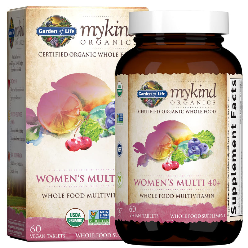 Garden of Life mykind Organics Vitamins for Women 40+, Womens Multi 40+, Vegan Over 40, Hormone & Breast Health Support Blend, Whole Food Womens Multivitamin, 60 Tablets 60 Count (Pack of 1) - NewNest Australia
