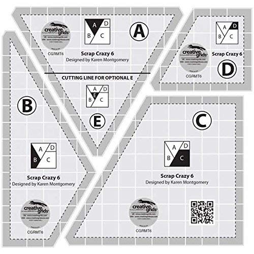 Creative Grids Scrap Crazy 6 Templates Quilt Ruler 4pc Set - CGRMT6 - NewNest Australia