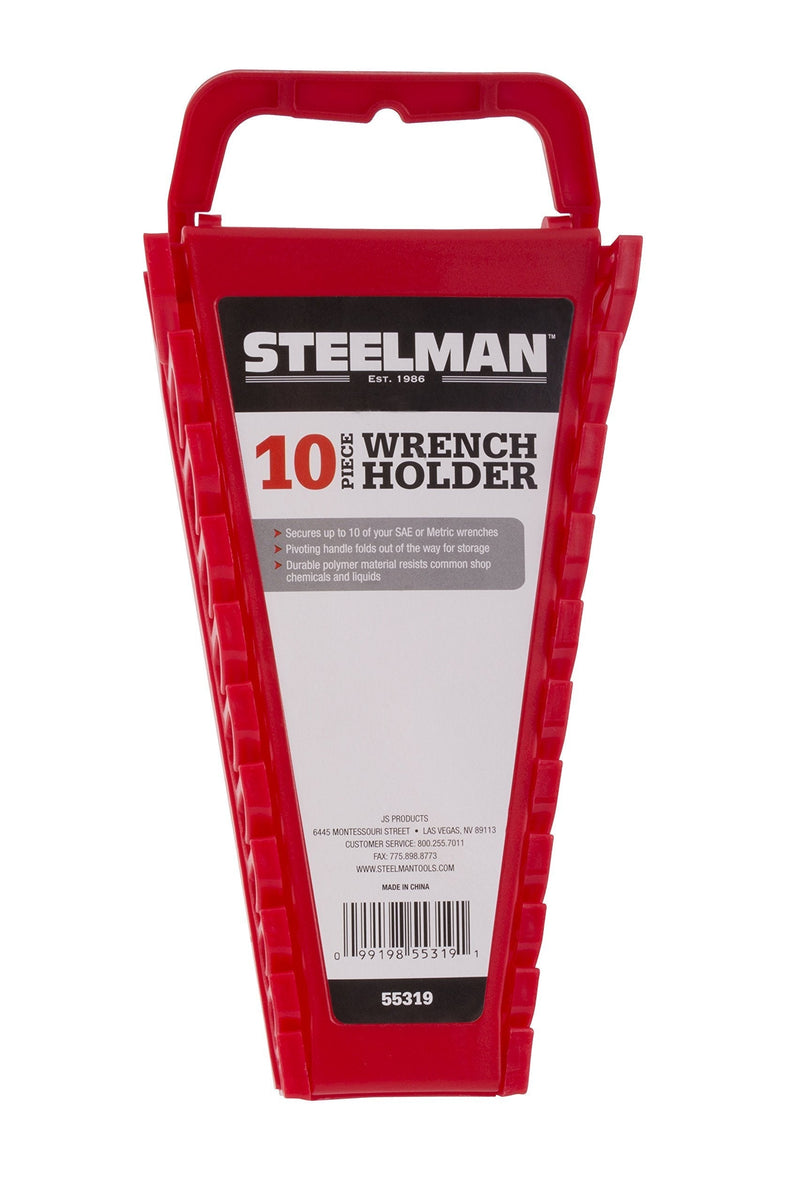 Steelman Universal 10-Tool Wrench Holder/Organizer for Mechanics, Conforming Slots, Handle for Carrying or Hanging Garage Storage, Red - NewNest Australia