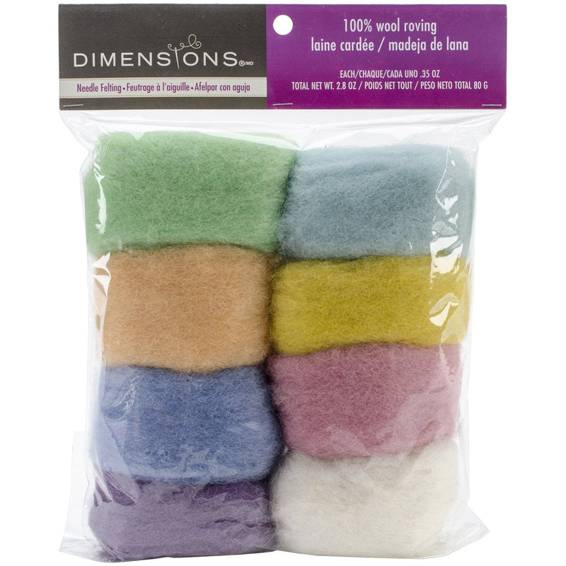 Dimensions Needlecrafts Natural Pastel Wool Roving for Needle Felting, 8 pack, 80g - NewNest Australia