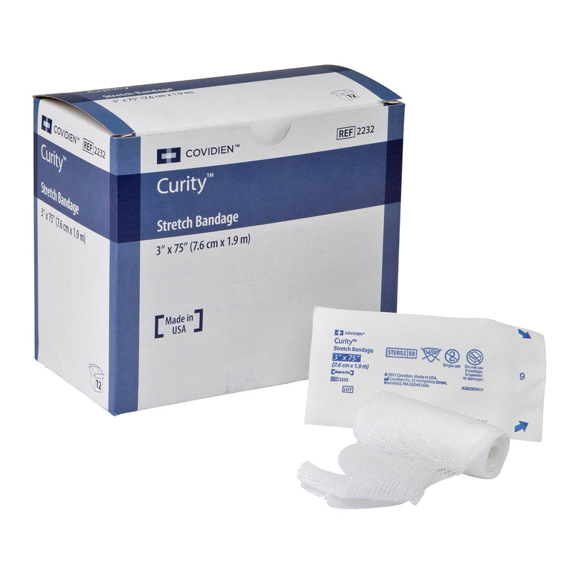Covidien 2232 Curity Stretch Bandage, Sterile in Soft Pouch, 3" x 4.1 yd, 75" Relaxed (Pack of 12) 1 - NewNest Australia