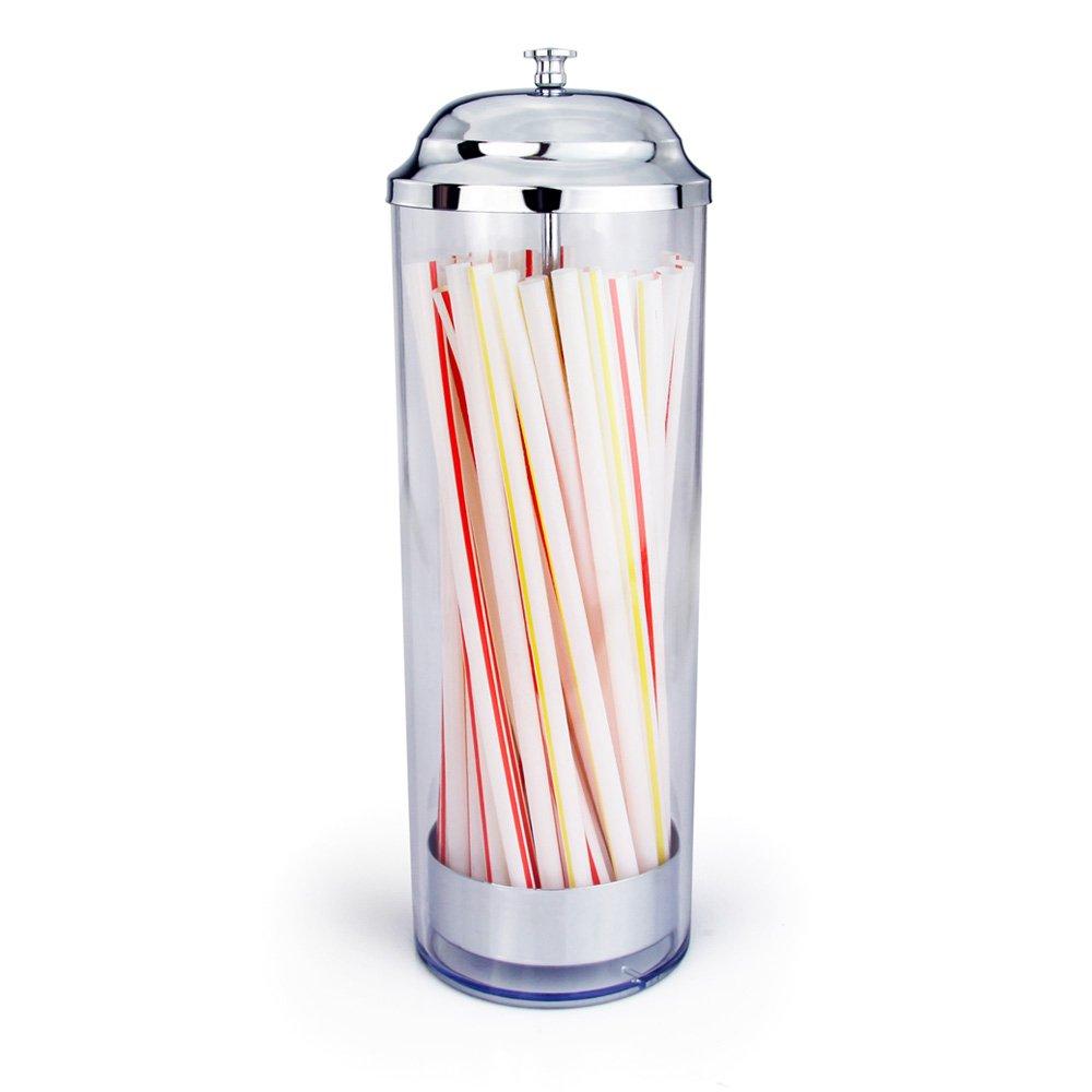 NewNest Australia - New Star Foodservice 26641 Stainless Steel Straw Dispenser, 3.5-Inch by 10.6-Inch, Clear 