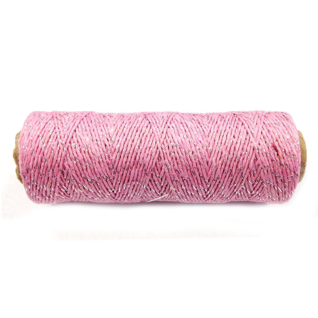 Wrapables Cotton Baker's Twine 4ply 110 Yard, Pink and Metallic Silver - NewNest Australia