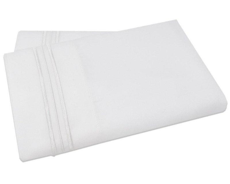 Mezzati Luxury Two White Pillowcases - Soft and Comfortable 1800 Prestige Collection – Brushed Microfiber Bedding (White, Set of 2 Standard Size Pillow Cases) - NewNest Australia