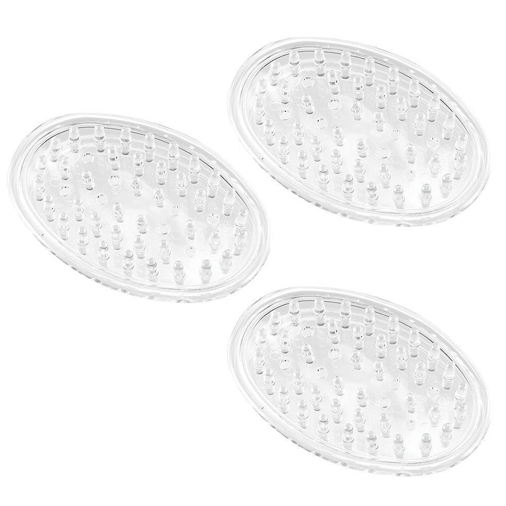 iDesign Plastic Soap Saver, Bar Holder Tray for Bathroom Counter, Shower, Kitchen, 3.25" x 4.75", Set of 3, Clear - NewNest Australia