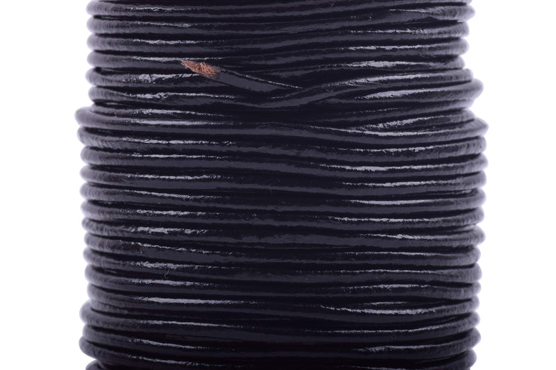 KONMAY 1 Skein 25 Yards 2.0mm Black Color Soft Round Real Jewelry Leather Cord - NewNest Australia