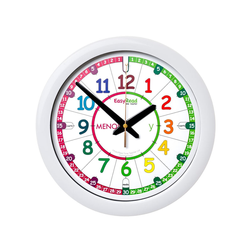 NewNest Australia - EasyRead Time Teacher ERTT-ES Children's Wall Clock, Rainbow Face Spanish Version 