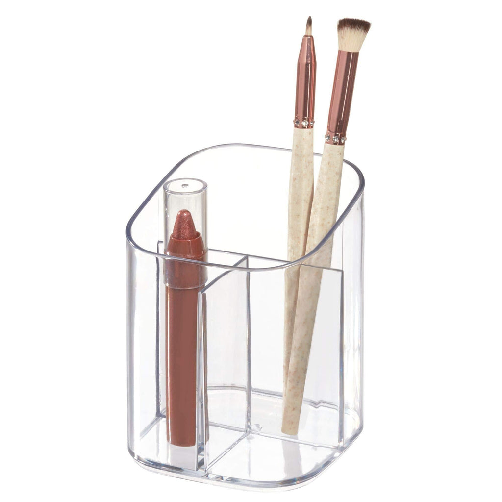 iDesign Clarity Plastic Divided Vanity, Multi-Level Bathroom Accessory Organization, Cosmetic Cup - NewNest Australia