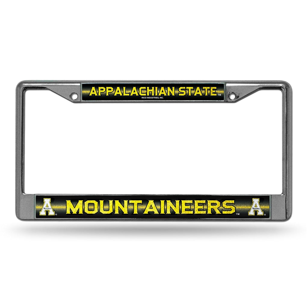 Rico Industries NCAA Fan Shop Bling Chrome License Plate Frame with Glitter Accent Appalachian State Mountaineers 6 x 12.25-inches Team Color - NewNest Australia