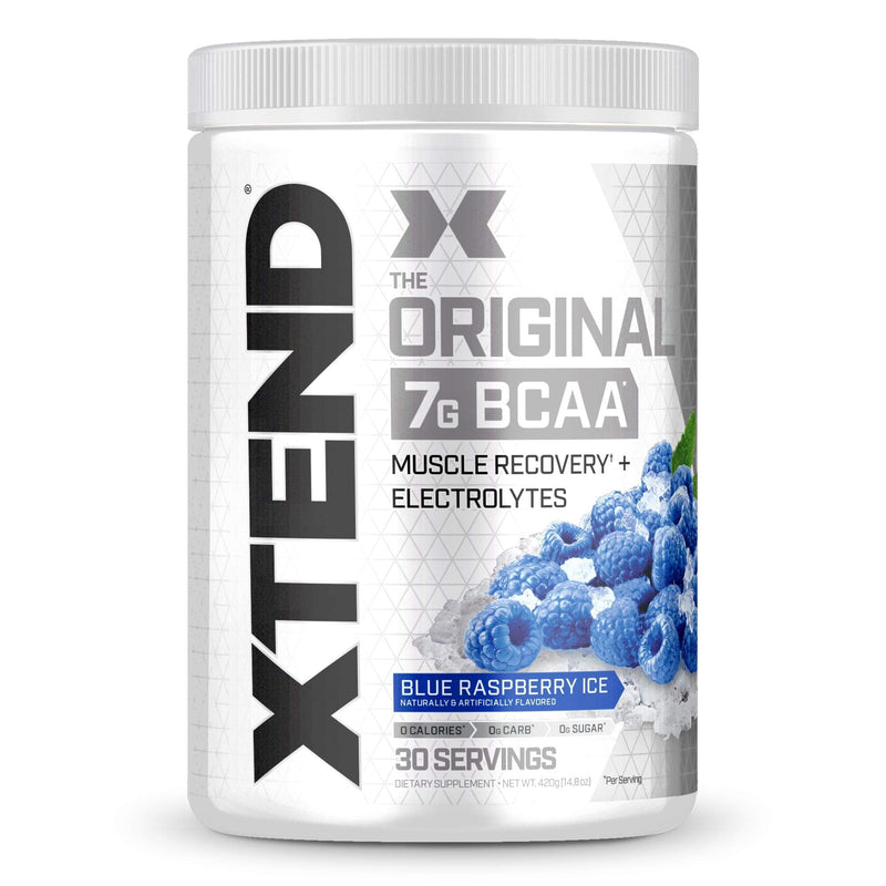 XTEND Original BCAA Powder Blue Raspberry Ice - Sugar Free Post Workout Muscle Recovery Drink with Amino Acids - 7g BCAAs for Men & Women - 30 Servings 30 Servings (Pack of 1) - NewNest Australia