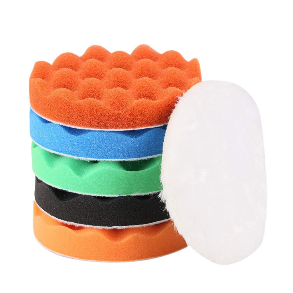 Polishing Pads, ZFE 6Pcs 6"(150mm) Waffle Foam Buffing Pads Polishing Pads Wool Pad Kit for RO/DA Car Polisher Boat Polishing - NewNest Australia