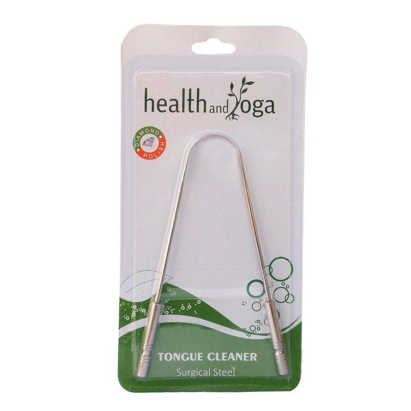 HealthAndYoga(TM) Tongue Cleaner Scraper - Hygienic Seal-Pack – Surgical Grade Stainless Steel, Non-Synthetic Grip – Sterilizable Tongue Brush Cleaner (with Organic Storage Bag) Surgical Steel - 1 Pack (with Travel Bag) - NewNest Australia