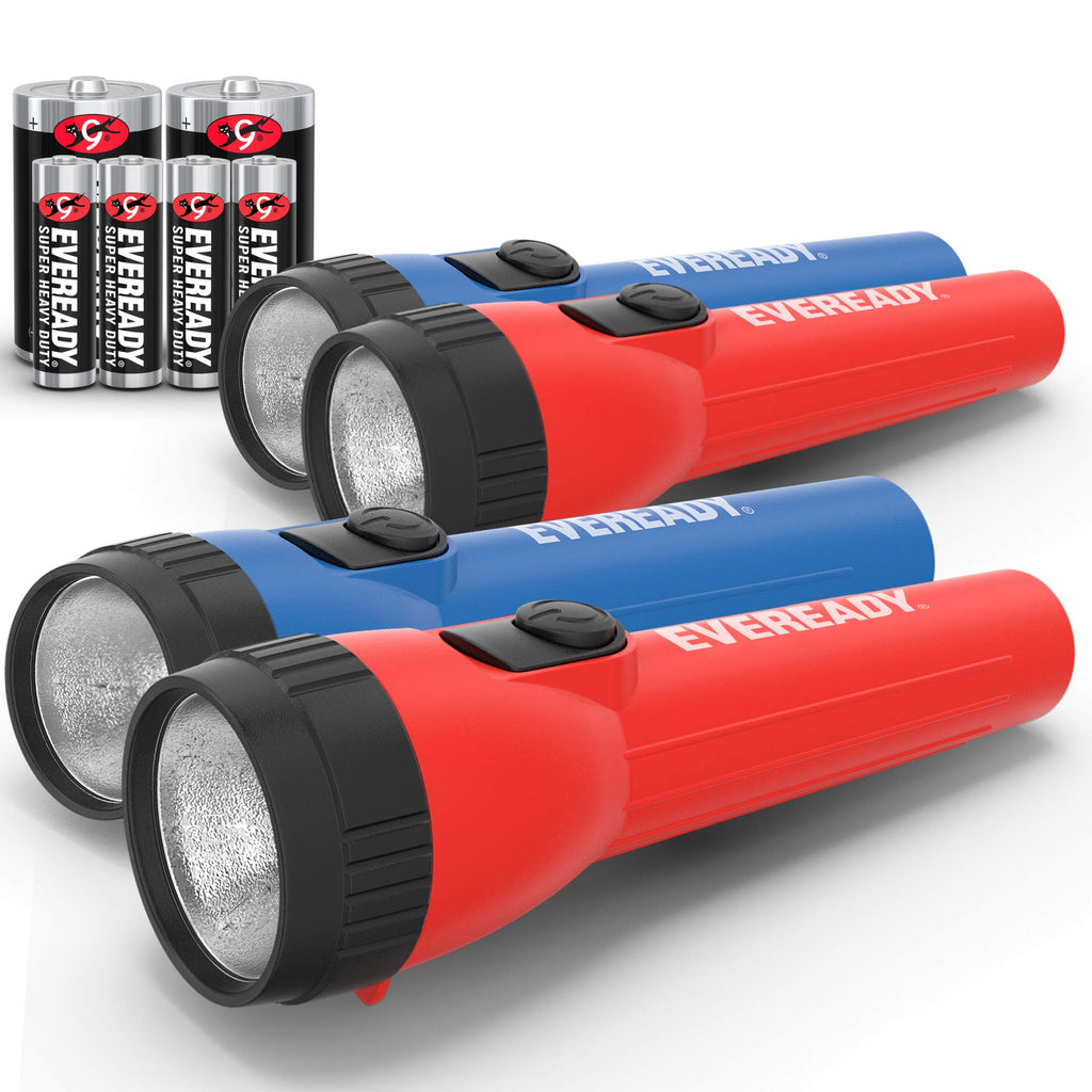 LED Flashlight by Eveready, Bright Flashlights for Emergencies and Camping Gear, Flash Light with AA & D Batteries Included, Pack of 4 - NewNest Australia