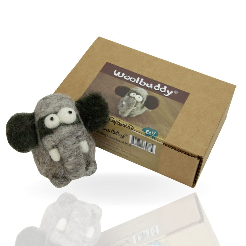 Woolbuddy Needle Felting Kit Beginner, Wool Felting Kit for Adults, Includes 2 Felting Needles and Photo Instructions, DIY Needle Felting Kit for Arts and Crafts (Elephant) Elephant - NewNest Australia
