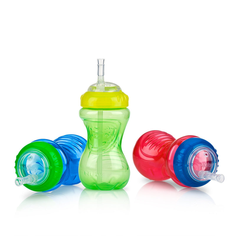 Nuby 3 Piece Boy No-Spill Cup with Flex Straw, 10 Ounce - NewNest Australia