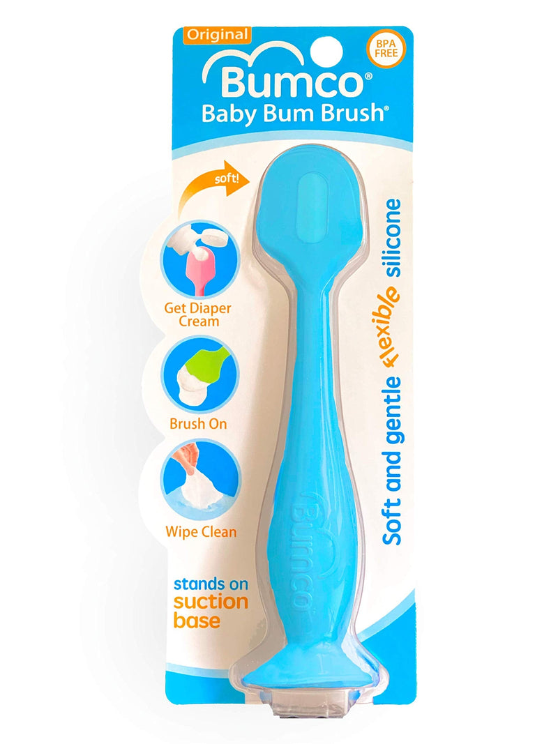 Bumco Baby Bum Brush Original Diaper Rash Cream Applicator, Soft Flexible Silicone Brush, Unique Gift [Blue] Blue - NewNest Australia